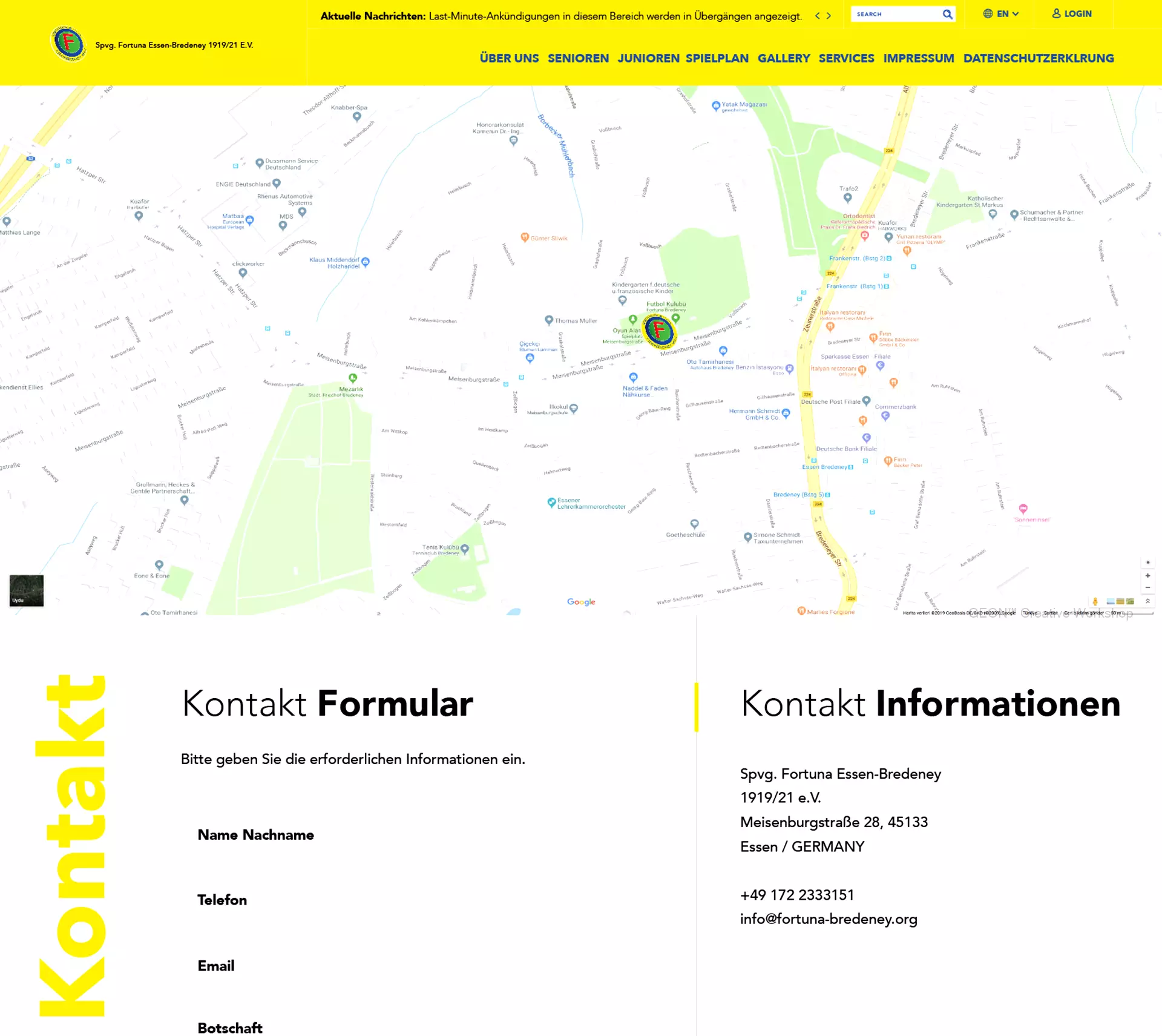 Fortuna Bredeney Kulubü Web Tasarımı